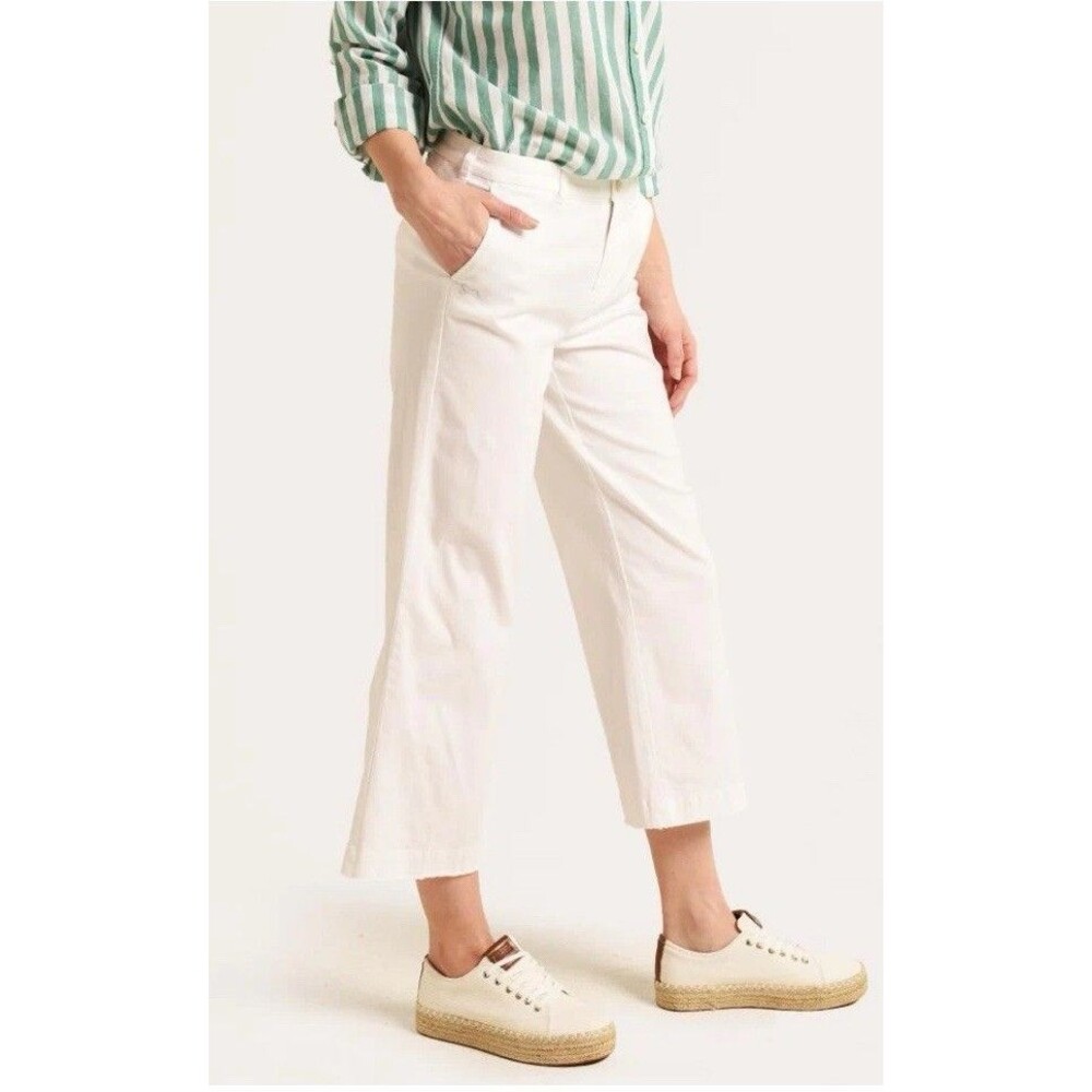 ATM ENZYME WASH CROPPED BOYFRIEND PANT Size 6‎ White